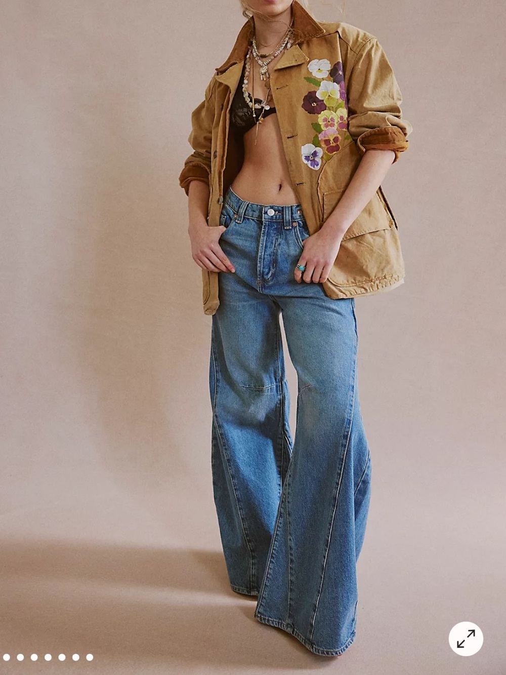 Free People We The Free Eden High Slouchy Wide Leg Flare Jeans 31 Short Barrel